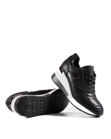 Sneakers dama cu platforma negri din piele ecologica HS-2 - Img 5