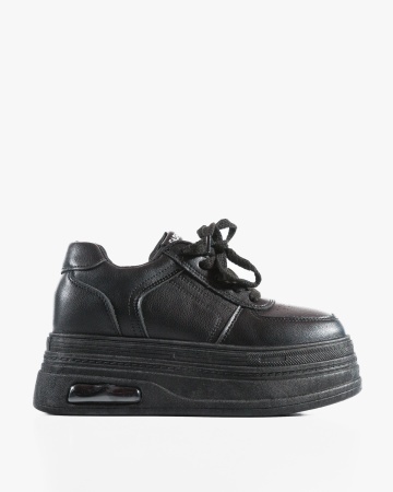Sneakers dama cu platforma Negri din Piele Ecologica Pac - Img 4