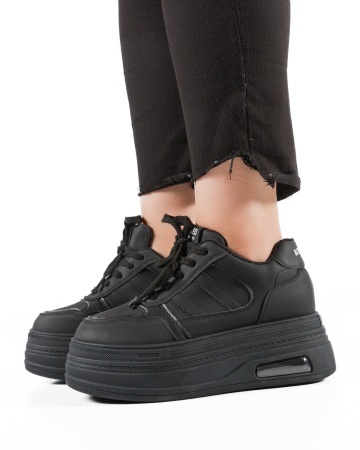 Sneakers dama cu platforma Negri din Piele Ecologica Pmal - Img 4