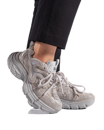 Sneakers dama gri cu talpa groasa 9839 - Img 3