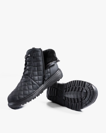 Ghete dama imblanite negre din piele ecologica G305 - Img 5