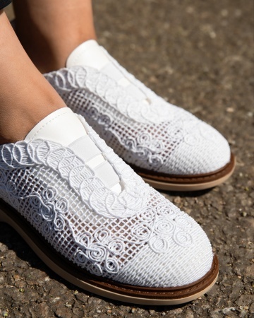 Pantofi dama Alb din Material texil dantelat Ecologic Vliz