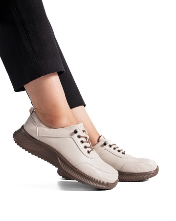 Pantofi dama casual bej din piele ecologica J03 - Img 2