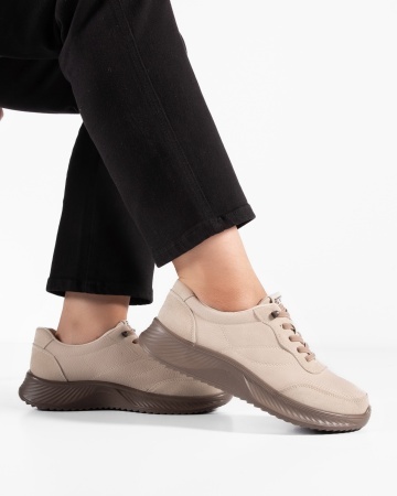 Pantofi dama casual bej din piele ecologica J62-3 - Img 2