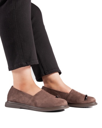 Pantofi dama casual maro din piele ecologica intoarsa LF01-6 - Img 3