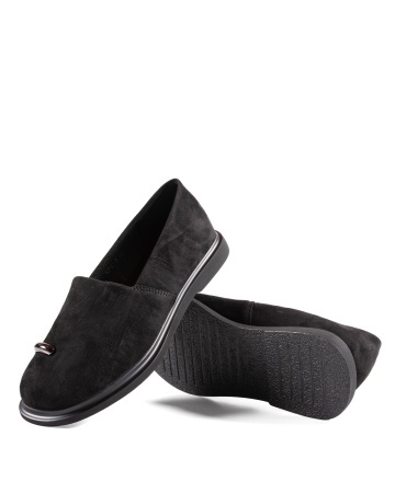 Pantofi dama casual negri din piele ecologica intoarsa LF01-5 - Img 5