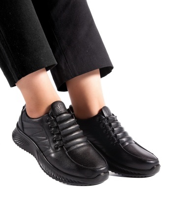 Pantofi dama casual negri din piele ecologica J01 - Img 2