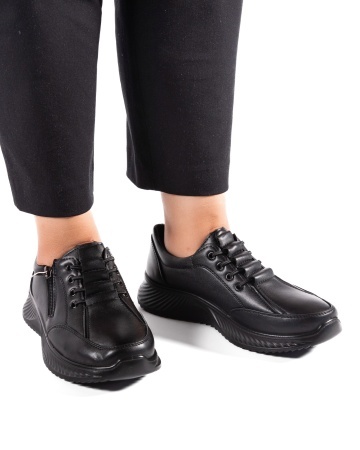 Pantofi dama casual negri din piele ecologica J12 - Img 2