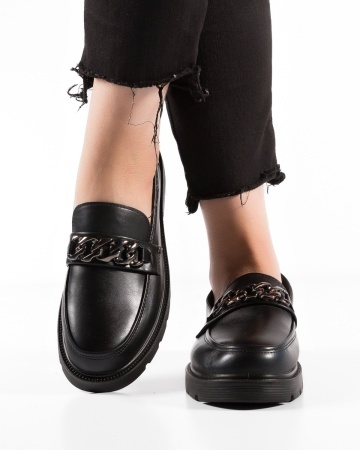Pantofi dama casual Negri din Piele Ecologica Qina - Img 4