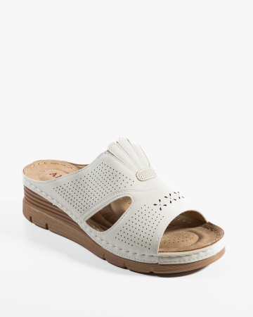 Papuci dama Albe din Piele Ecologica Hwf - Img 5