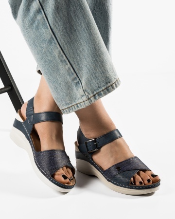 Sandale dama cu platforma Albastre din Piele Ecologica Zugy - Img 3