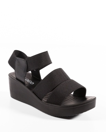 Sandale dama cu platforma Negre din Material elastic - Img 5