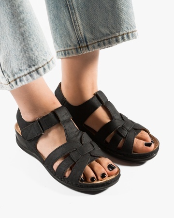 Sandale dama Negre din Piele Ecologica Elon - Img 2