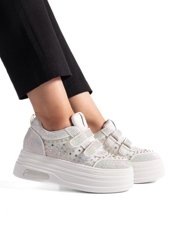 Sneakers dama albi cu platforma 6853