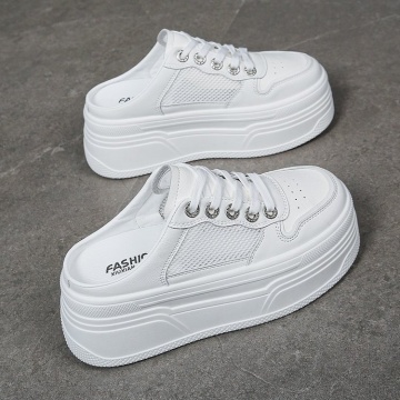 Sneakers dama albi cu talpa groasa 2835 - Img 4
