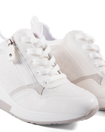 Sneakers dama cu platforma albi din piele ecologica HS-1 - Img 5