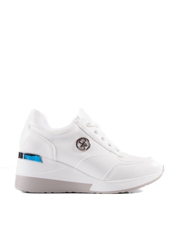 Sneakers dama cu platforma albi din piele ecologica HS-2
