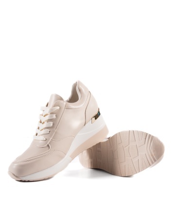 Sneakers dama cu platforma bej din piele ecologica HS-2 - Img 6