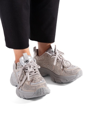 Sneakers dama gri cu talpa groasa 9839 - Img 2