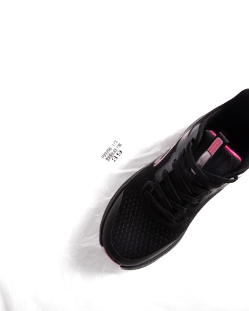 Sneakers dama negri cu roz din material textil F99296 - Img 8