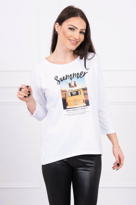 Дамска блуза със 7/8 ръкав Summer 66849 - бяла