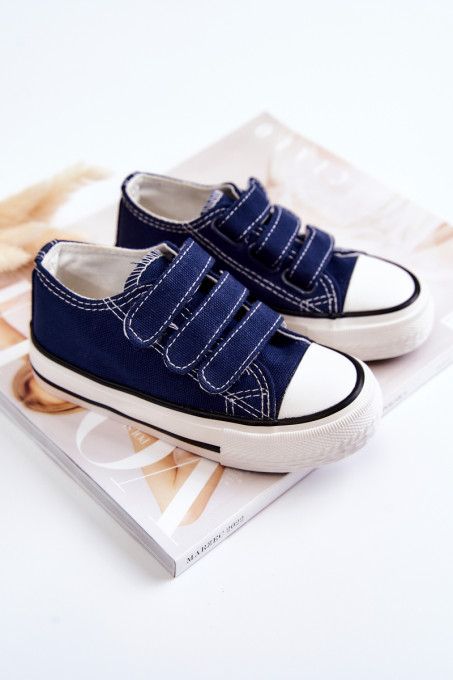 Children's Sneakers With Velcro Navy Bernie SH19083 - Shades of navy blue