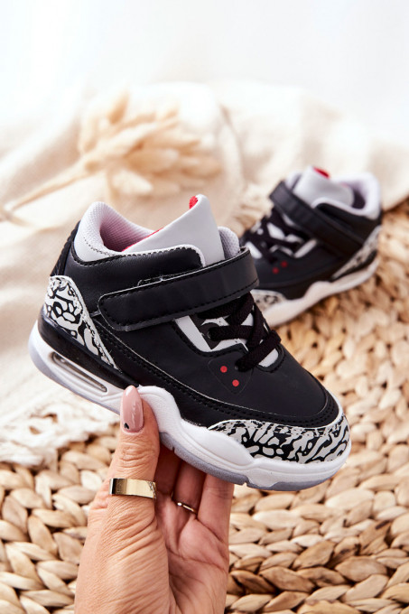Children's Sport Shoes Black and Red Linen SH17189 - Black