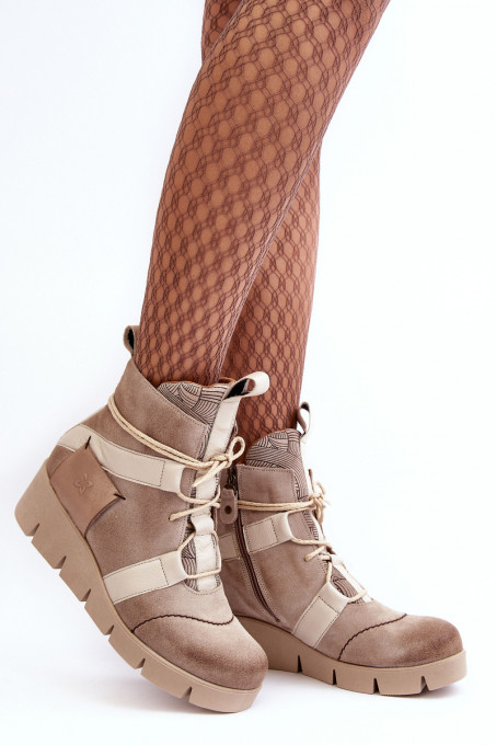 Leather Boots On Platform Maciejka 06185-22 Light Beige SH27499 - Beżowy