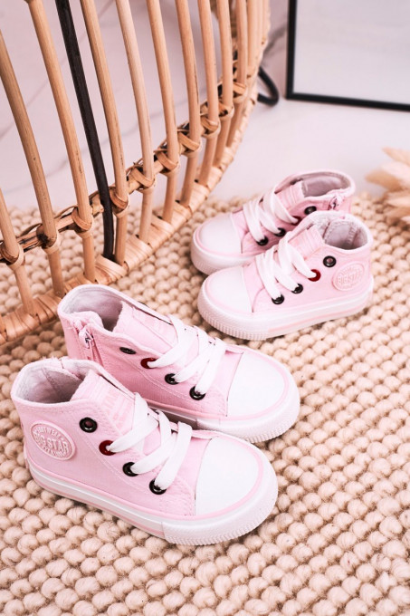 Children's High Sneakers With A Zipper BIG STAR HH374191 Pink SH13713 - Shades of pink