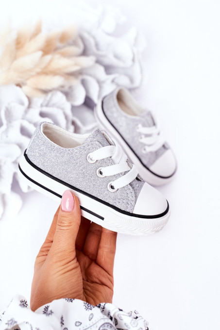 Children's Glitter Sneakers Silver Bling-Bling SH15273 - Shades of gray and silver