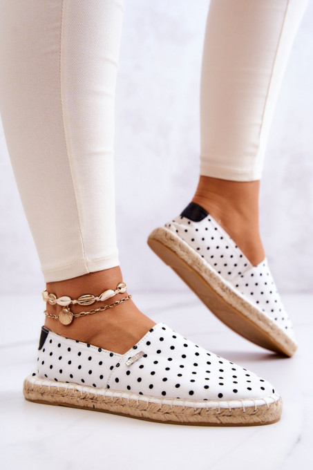 Women's Espadrilles With Polka Dots Big Star JJ274870 White SH18914 - White