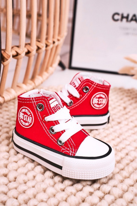 Children's High Sneakers With A Zipper BIG STAR HH374190 Red SH13709 - Shades of red