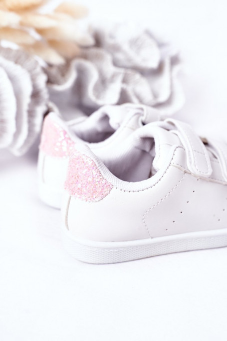 Children's Sneakers With Velcro White-Pink Cute Girl SH15261 - Shades of pink