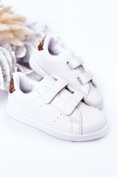 Children's Sneakers With Velcro White-Rose Gold Cute Girl SH15268 - White