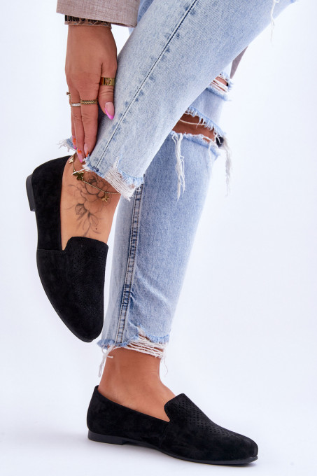 Suede Comfortable Loafers Black Giovana SH24842 - Black