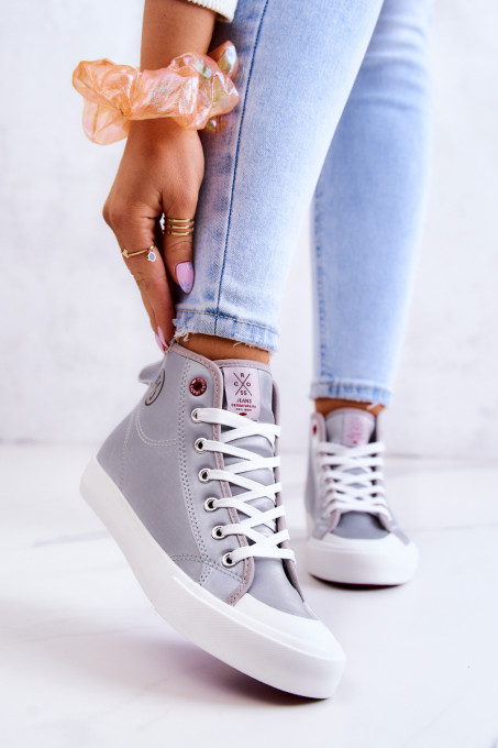 Women's High Sneakers Cross Jeans JJ2R4057C Grey SH18990 - Shades of gray and silver