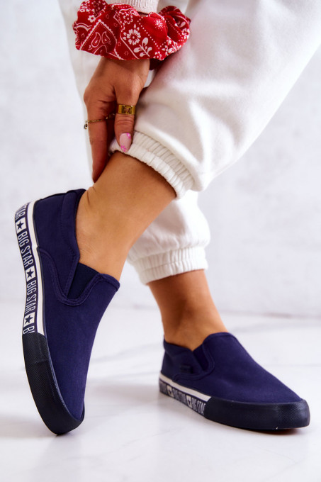 Women's Slip-on Sneakers Big Star HH274011 Navy blue SH18885 - Shades of navy blue
