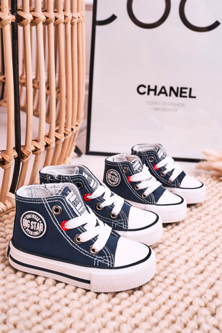 Children's High Sneakers With A Zipper BIG STAR HH374189 Navy Blue SH13710 - Shades of navy blue