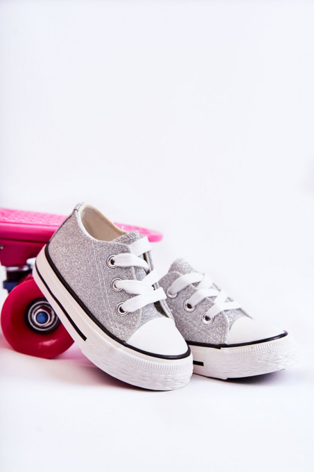 Children's Sneakers Tied Rose Silver Wella SH20471 - Shades of gray and silver