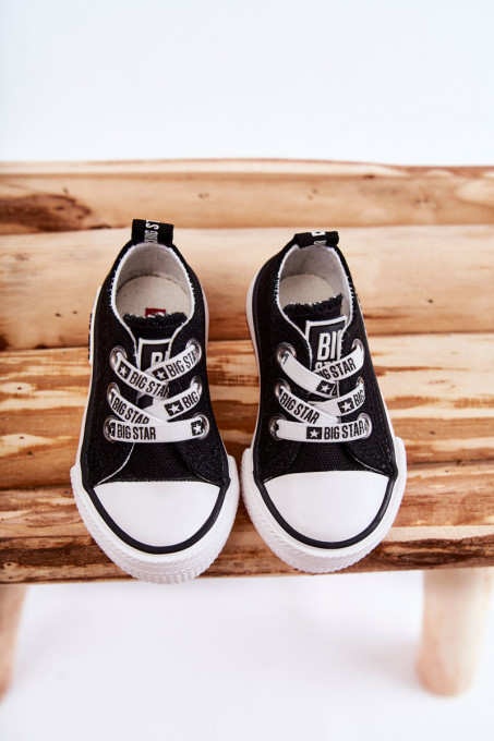 Children's Cloth Sneakers BIG STAR KK374049 Black and white SH21599 - Black