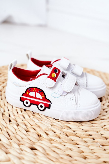 Children's Sneakers With Velcro White-Red Taxi SH15717 - White