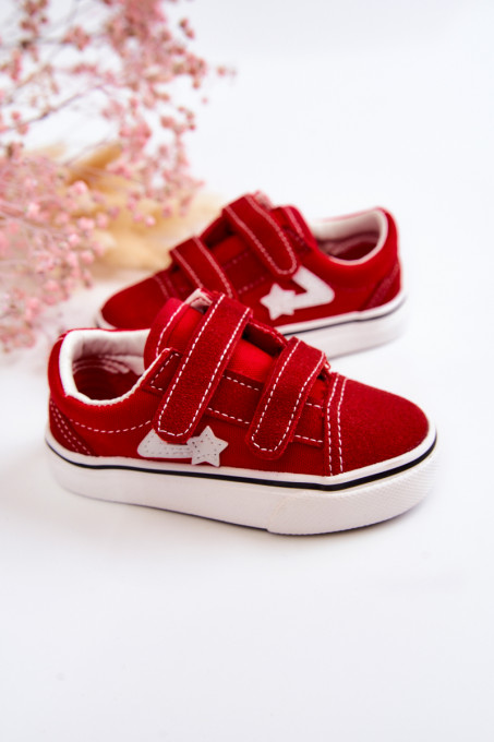 Classic Children's Sneakers With Velcro Red Phiris SH19098 - Shades of red