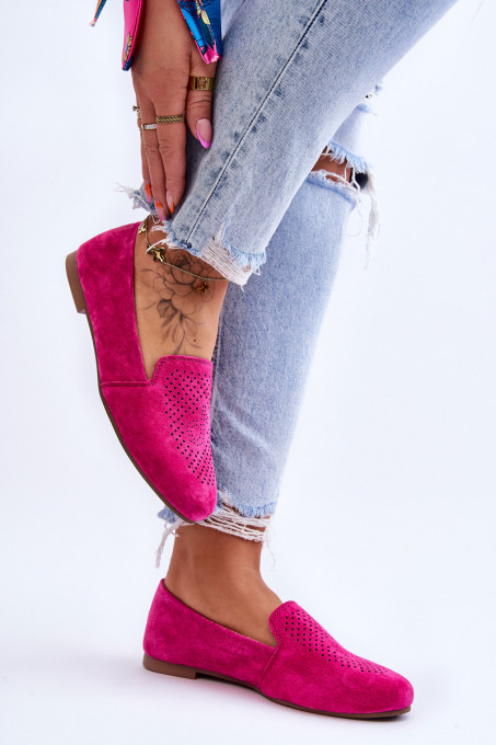 Suede Comfortable Loafers Fuchsia Giovana SH24838 - Shades of pink