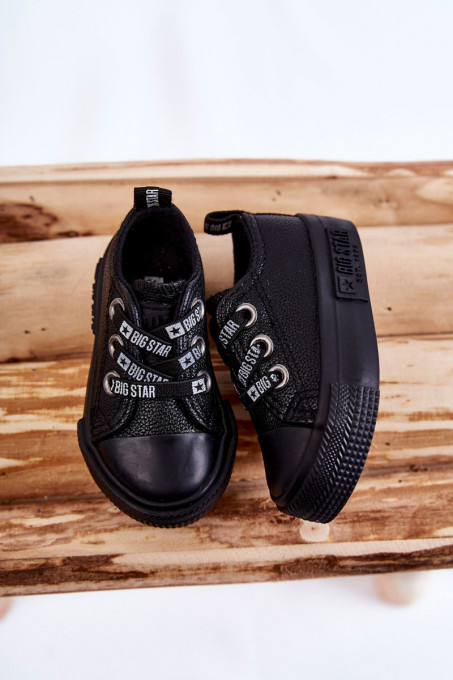 Children's Leather Sneakers BIG STAR KK374059 Black SH21605 - Black