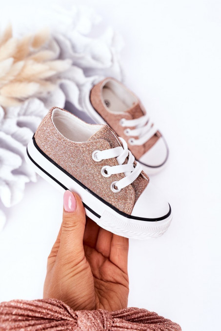 Children's Glitter Sneakers Rose Gold Bling-Bling SH15271 - Shades of yellow and gold