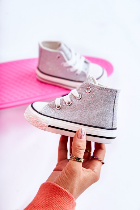 Children's High Sneakers Silver Catrina SH20480 - Shades of gray and silver