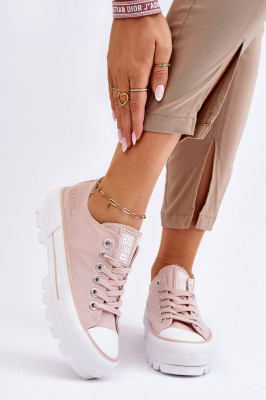 Дамски кецове с платформа Big Star LL274151 SH24072 - Nude