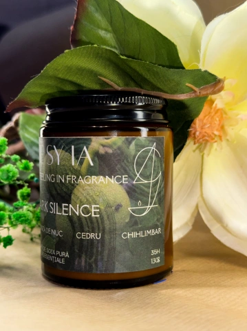 Lumânare parfumată DARK SILENCE - frunză de nuc, cedru, chihlimbar 130g - Img 2