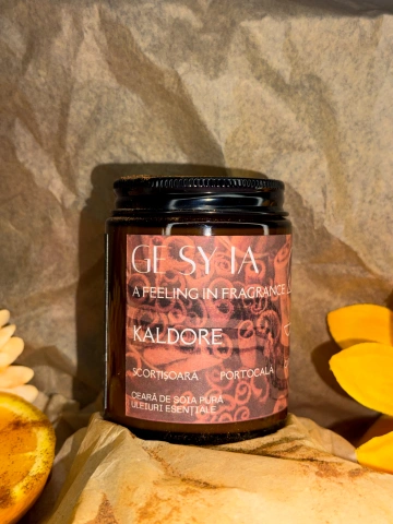 Lumânare parfumată KALDORE -scorțișoară, portocală, caramel 130g - Img 3