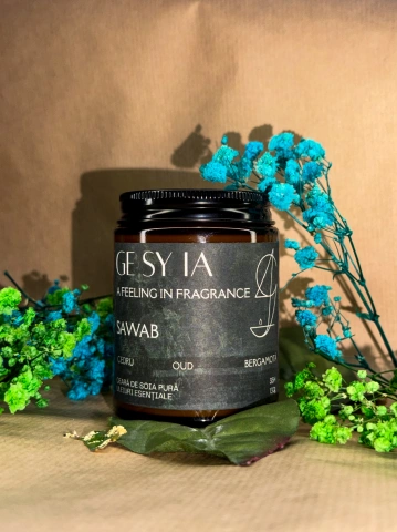 Lumânare parfumată SAWAB - cedru, oud, bergamotă 130g - Img 2
